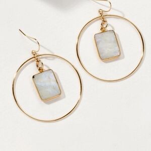 Elegant Gold and Cream Hoop Earrings